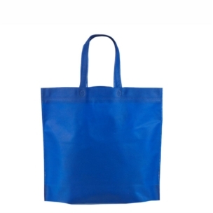 Sinine non woven riidest kott. Mõõdud: 45x39+12 cm.