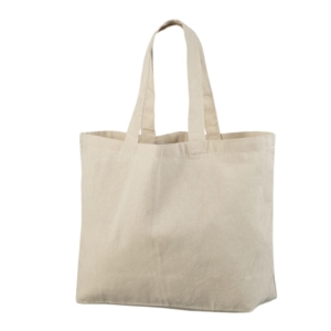 Suuri kangaskassi logolla luonnonvärinen 220 g