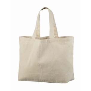 Suuri kangaskassi logolla luonnonvärinen 220 g