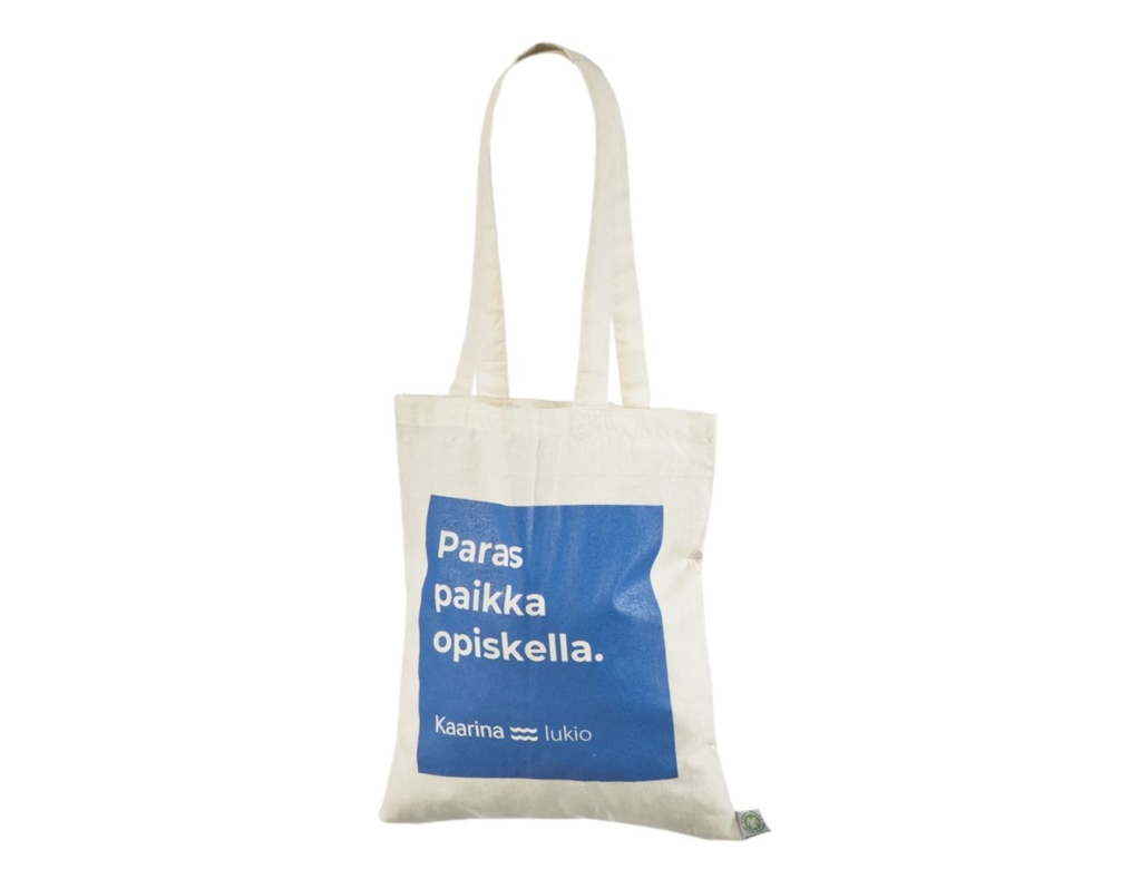 Mainoskassit painatuksella, luonnonvärinen kangaskassi yrityksen logolla